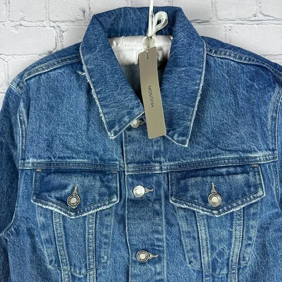 Hudson Jeans Women's Wide Cuffed Cropped Denim Jacket, Size Medium, Lt. Blue - Picture 5 of 15